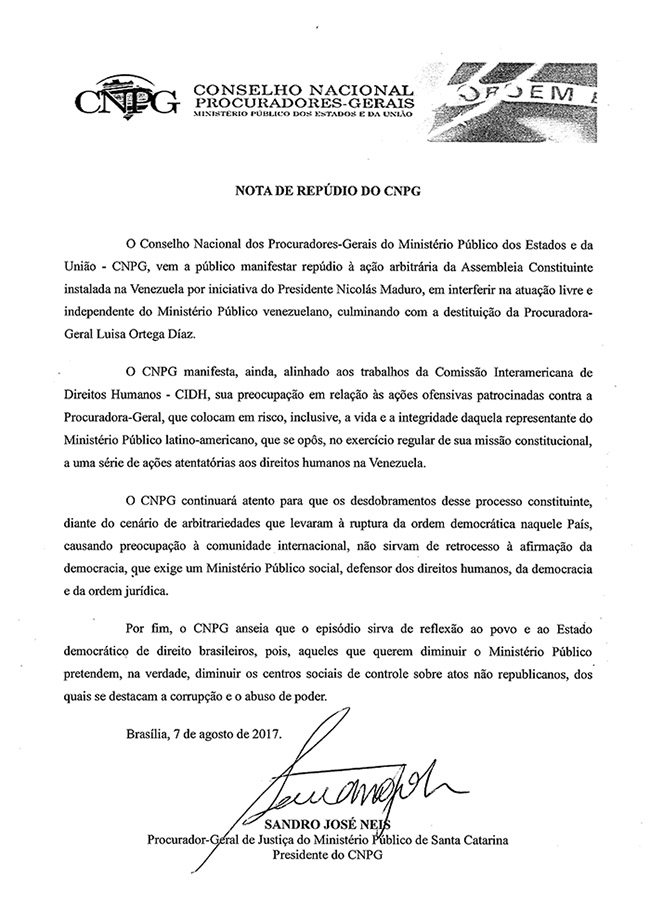 Nota de Repudio CNPG